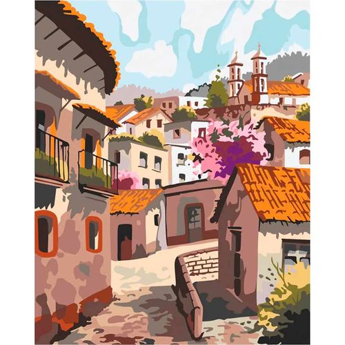 Pinta por punto pueblo mágico Diako multicolor bu-0077