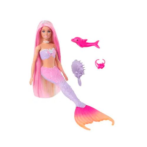 Muñeca Barbie de sirena colores mágicos  multicolor hrp96