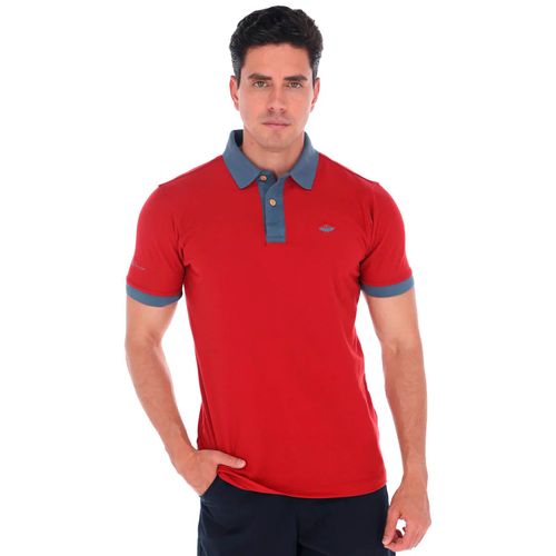 Playera Polo Para Caballero Porto Blanco Rojo PL-2332