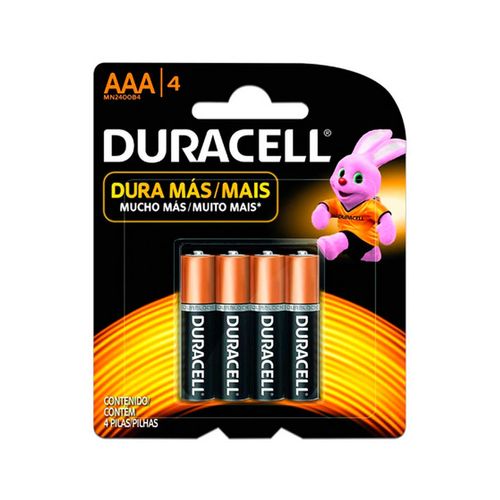 Pila alcalina aaa 4 piezas Duracell negro aaa alkalina