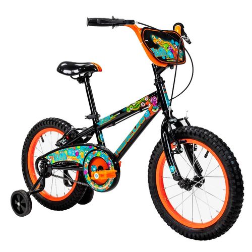 Bicicleta Para Niño R16 Mercurio Troya Negra Con Naranja 301009