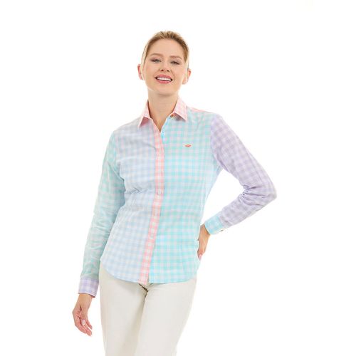 Blusa Camisera Para Dama Porto Blanco Azul DE-2301