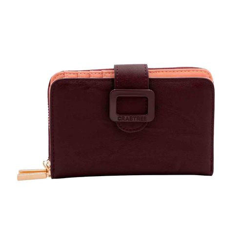 Cartera doble cierre para dama Crabtree tinto E3695