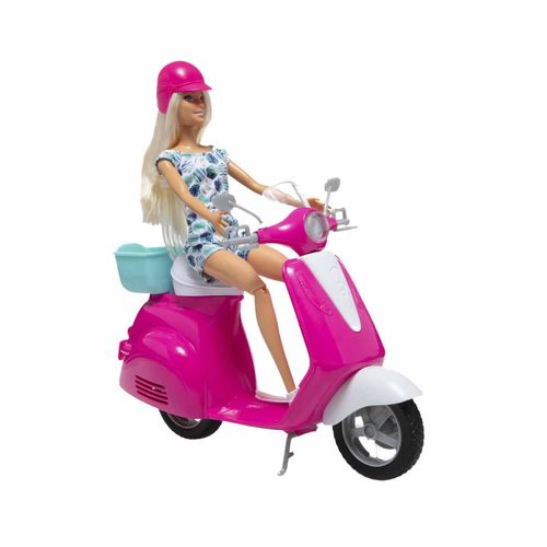 Muñeca Barbie motoneta rosa gbk85