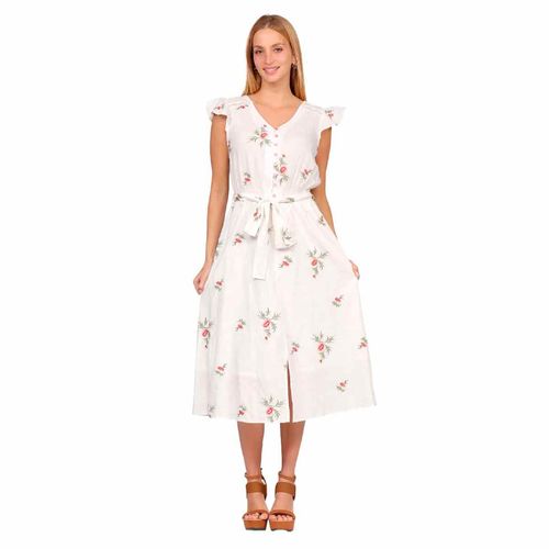 Vestido Duplan blanco para dama 54854