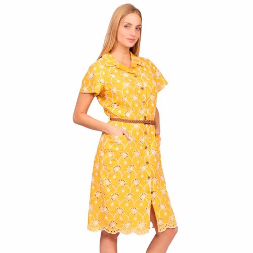 Vestido Duplan amarillo para dama 54844
