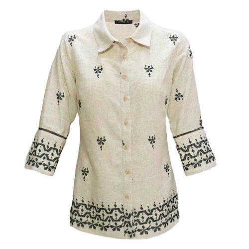 Blusa camisera Lo'Fassi beige para dama 1557