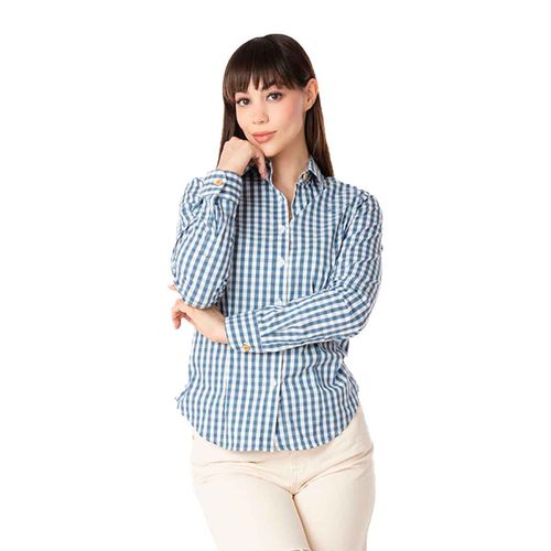 Blusa camisera Porto Blanco azul para dama D-2576