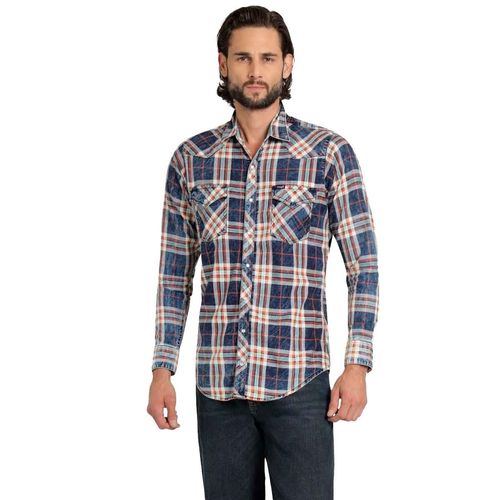 Camisa Wrangler azul para caballero 112366529