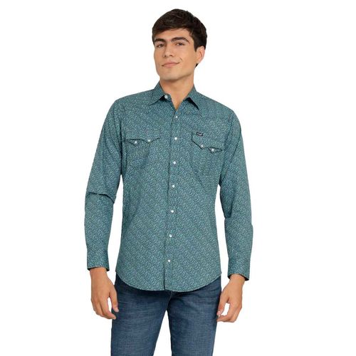 Camisa Wrangler verde para caballero 112368453