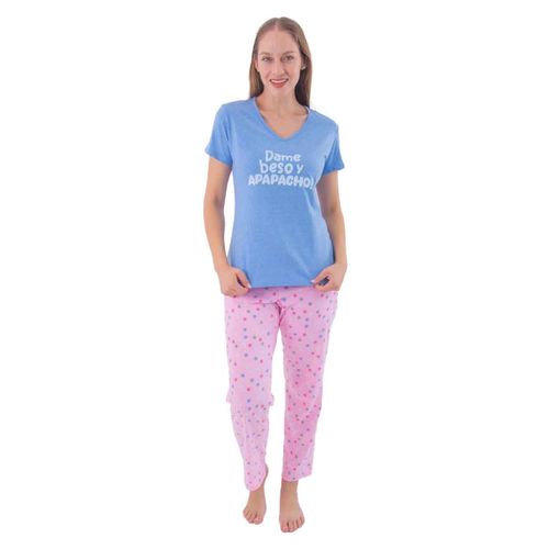 Pijama Twins azul para dama TJML0234
