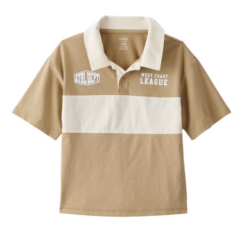 Playera tipo polo Carters café para niño 3T500910