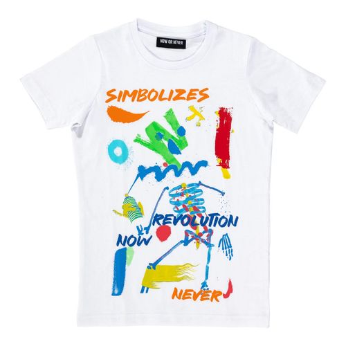 Playera Now Or Never blanco para joven 321569-002