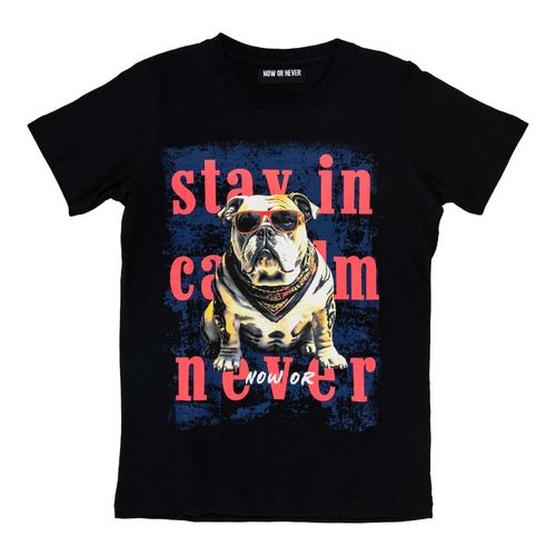 Playera Now Or Never negro para joven 321572-001