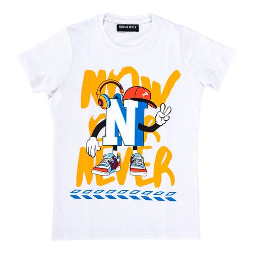 Playera Now Or Never blanco para joven 321573-002