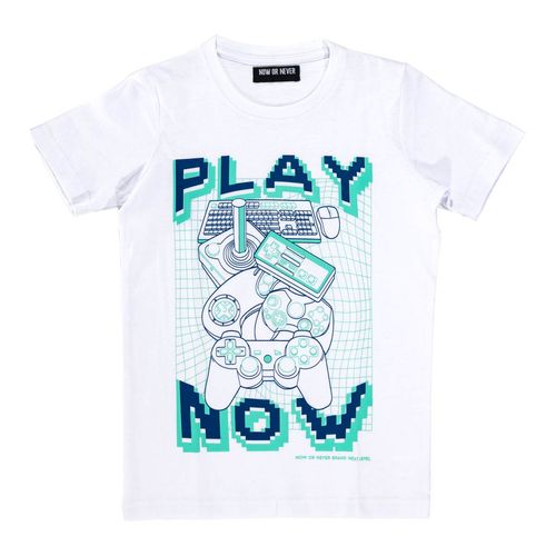 Playera Now Or Never blanco para joven 321574-002