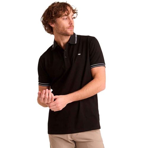 Playera tipo polo Porto Blanco negro para caballero PLE-2503