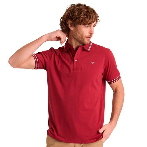 Playera tipo polo Porto Blanco rojo para caballero PLE-2504