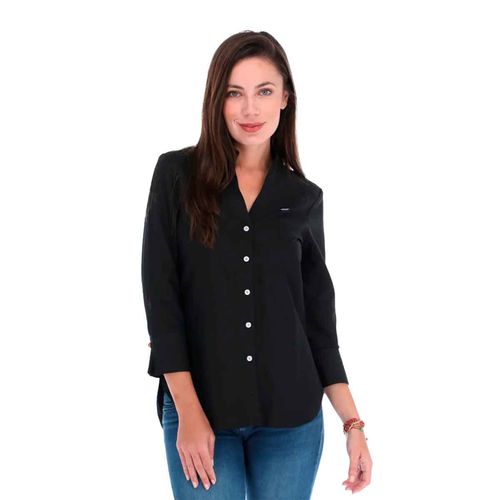 Blusa camisera Porto Blanco negro para dama DBASIC-13