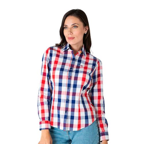 Blusa camisera Porto Blanco rojo para dama D-2597