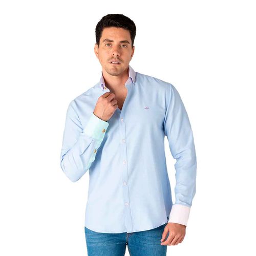 Camisa Porto Blanco azul para caballero E-2601