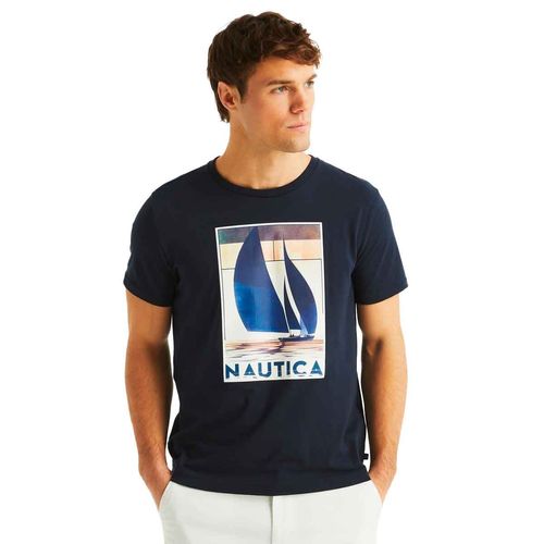 Playera Nautica azul para caballero V48102-4NV