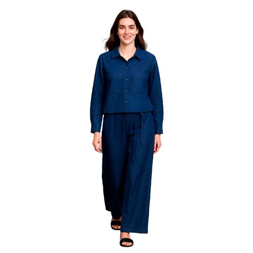 Blusa camisera Mako & Co azul para dama MKMC0004