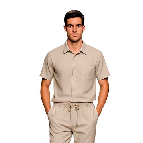 Camisa Mako & Co beige para caballero MKHC0023