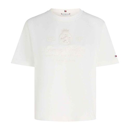 Playera Tommy Hilfiger blanco para dama WW0WW46118