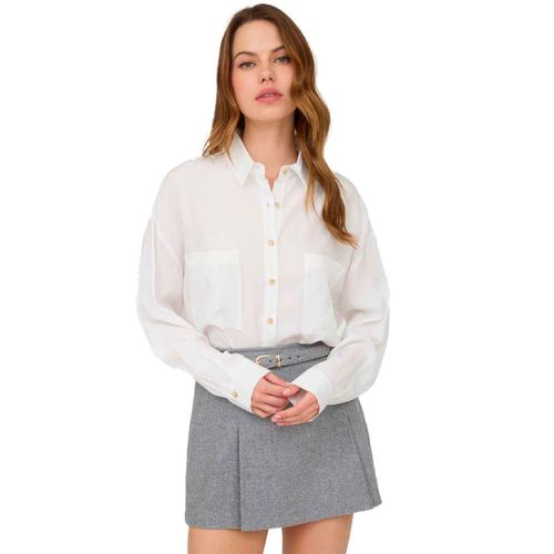 Blusa camisera The Workshop blanco para dama TW1413