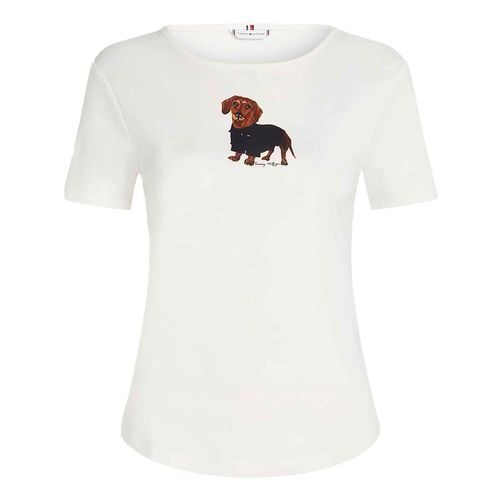 Playera Tommy Hilfiger blanco para dama WW0WW46928