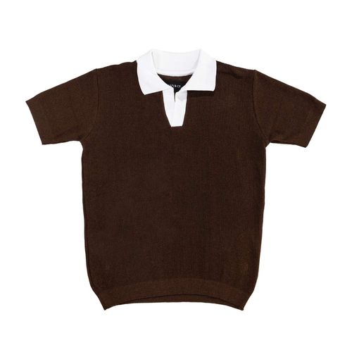 Playera tipo polo Mako & Co café para caballero MKHC0034