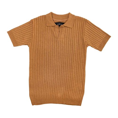 Playera tipo polo Mako & Co café para caballero MKHC0030