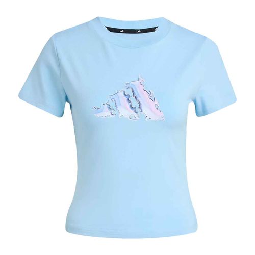 Playera deportiva Adidas azul para dama JV8522