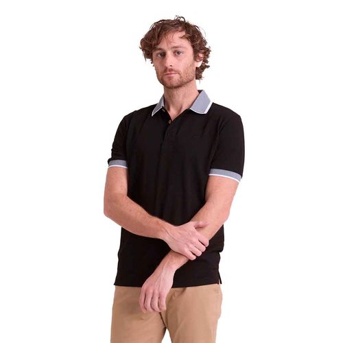 Playera tipo polo Porto Blanco negro para caballero PL-2476