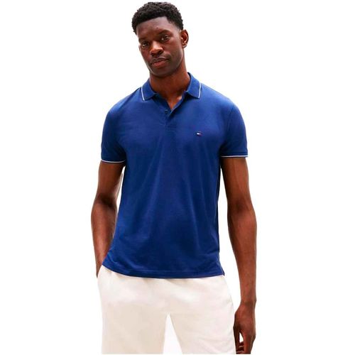 Playera tipo polo Tommy Hilfiger azul para caballero MW0MW37310-C7G