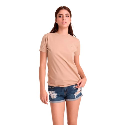 Playera Porto Blanco beige para dama DTBASIC-64