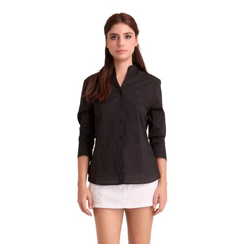 Blusa camisera Porto Blanco negro para dama D-2505