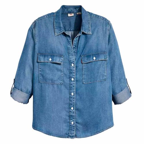 Blusa camisera Levis Plus azul para dama A7666-0000