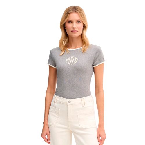 Playera Tommy Hilfiger gris para dama WW0WW47881
