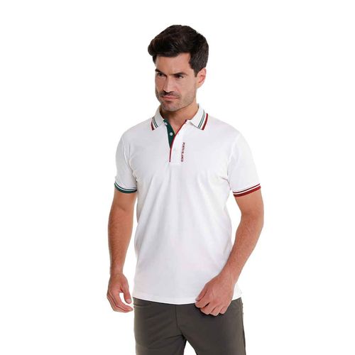 Playera tipo polo Porto Blanco blanco para caballero PLE-2582