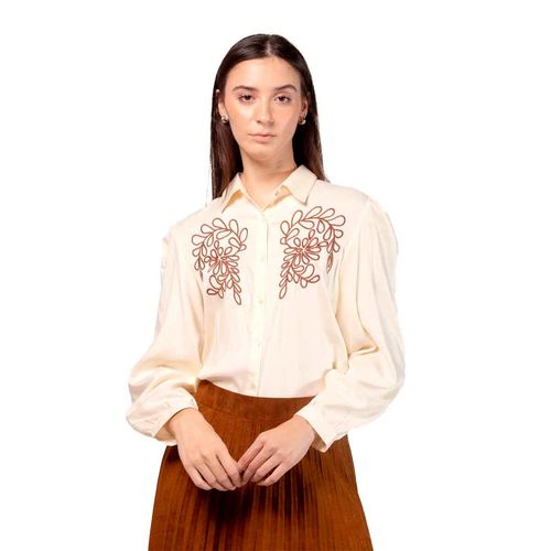 Blusa camisera Stop beige para dama 27861