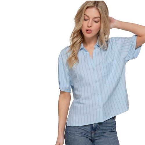 Blusa camisera Active Usa azul para dama T14247