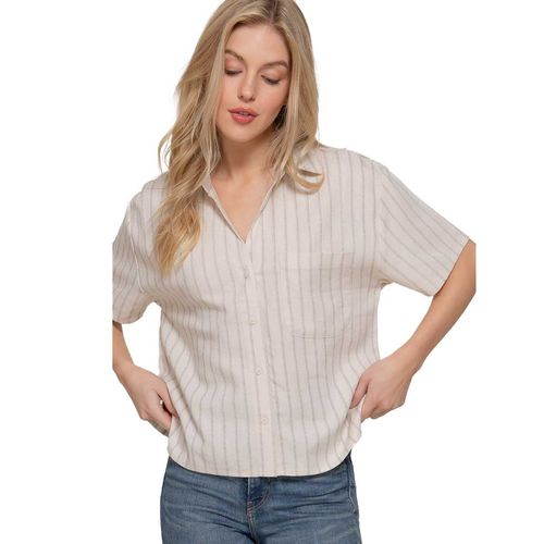 Blusa camisera Active Usa beige para dama T14247