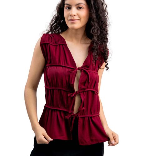 Blusa para dama Punto Sole tinto  PS-BSM-29