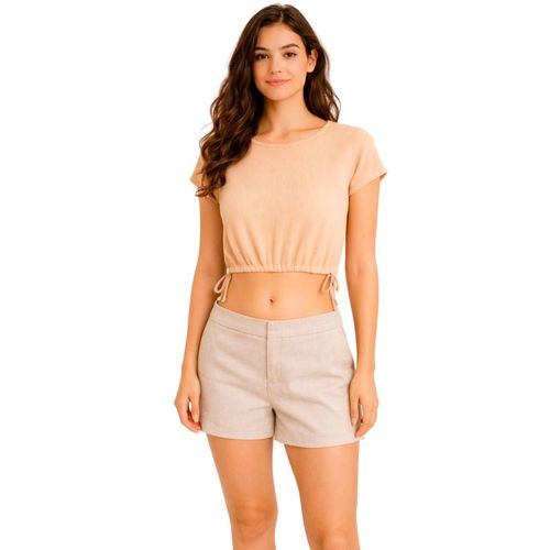 Blusa casual para dama Mako & Co beige MKMB0142