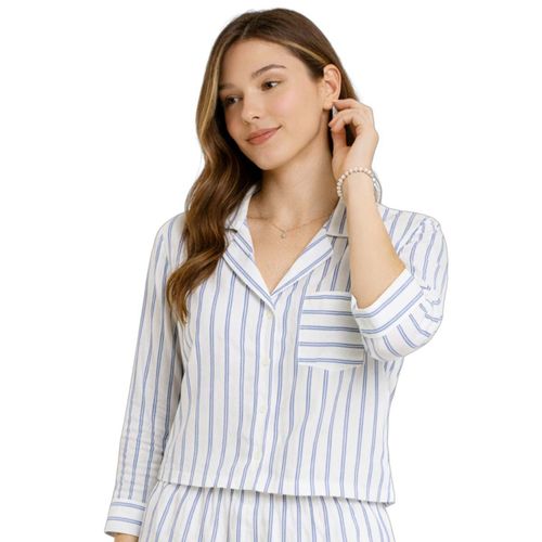 Blusa camisera para dama Mako & Co azul MKMB0166