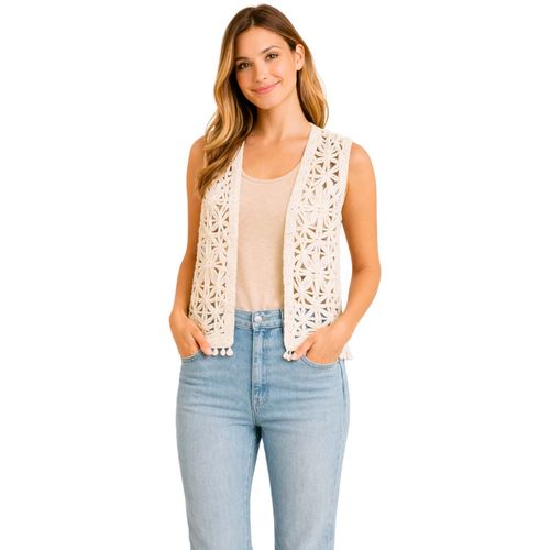 Chaleco casual para dama Mako & Co beige MKMZ0037