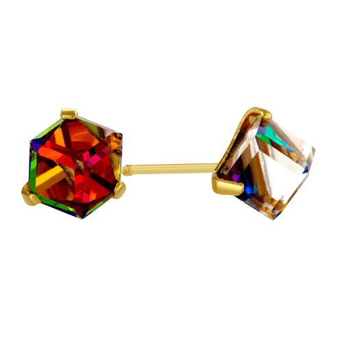 Broquel oro 14k cubo tornasol 14b0-455