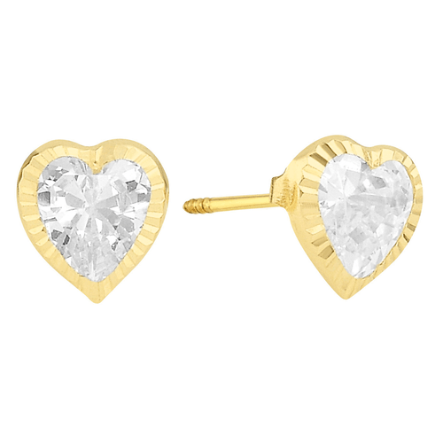 Broquel oro 14k corazon bisel 14b0-535